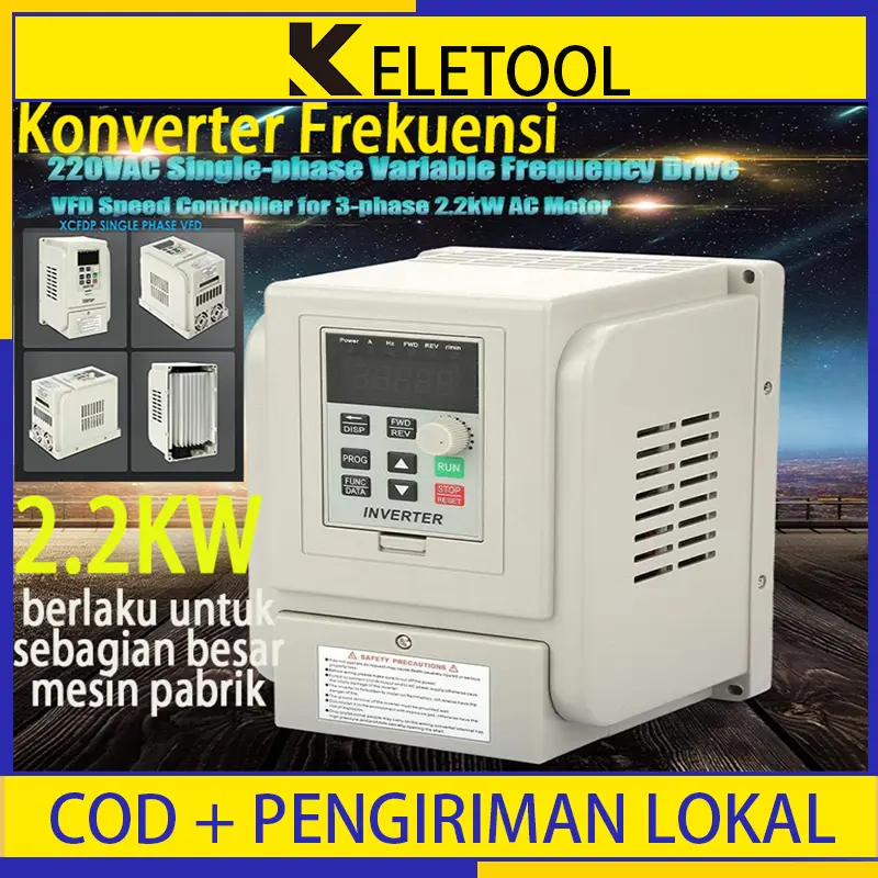 220V 2.2kw Inverter Frekuensi Variabel AC 3hp1 Fase Dalam Keluar VFD Vsd Konverter Pengatur Kecepatan Inverter Pengontroluntuk Kontrol Kecepatan CNC Motor Spindel 0
