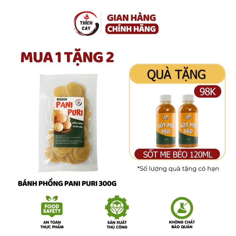 Tặng 02 Sốt me béo 120ml Bánh Pani Puri 300g chiên phồng tròn giòn thơm lạ miệng Snack Food