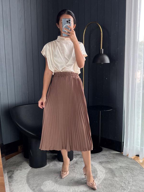 Rok Plisket Midi / Rok Plisket Tanggung / Rok 7/8  / Plisket Premium / Pleated Skirt 9