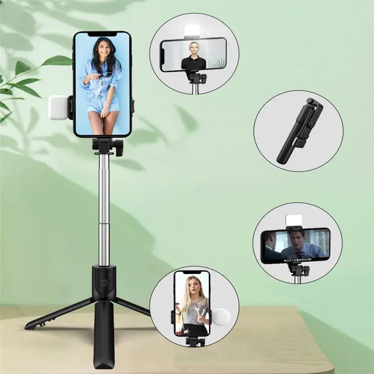 BISA COD Selfie Stick dengan Remote Bluetooth / Tongsis Lampu 5533 Kamera Led Stainless Tripod 3