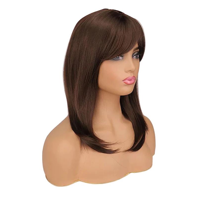 Product Introduction of HAIRJOY Synthetic Hair Women Ombre Black Red Wig Medium Long Straight Side Part Wigs 23