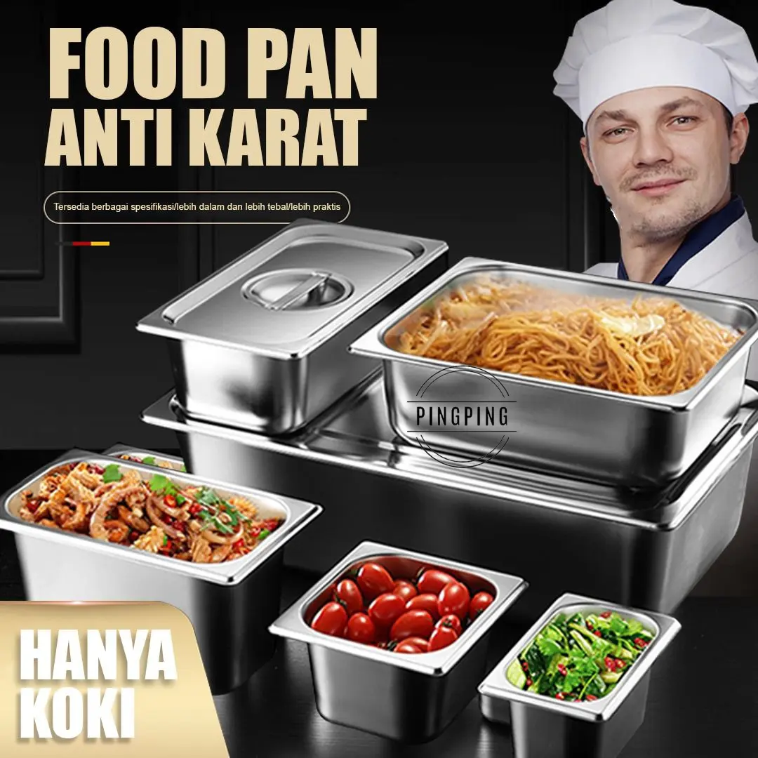 PINGPING - Food pan Stainless steel 1/1x6.5- 1/2x6.5 Food pan Stainless steel 1/1x6.5,-1/2x6.5 -1/3x6.5 -1/4x6.5 -1/6x6.5 - 1/1x10cm - 1/2x10cm -1/3x10 -1/4x10 -1/6x10 -1/1x15cm -1/2x15cm -1/3x15