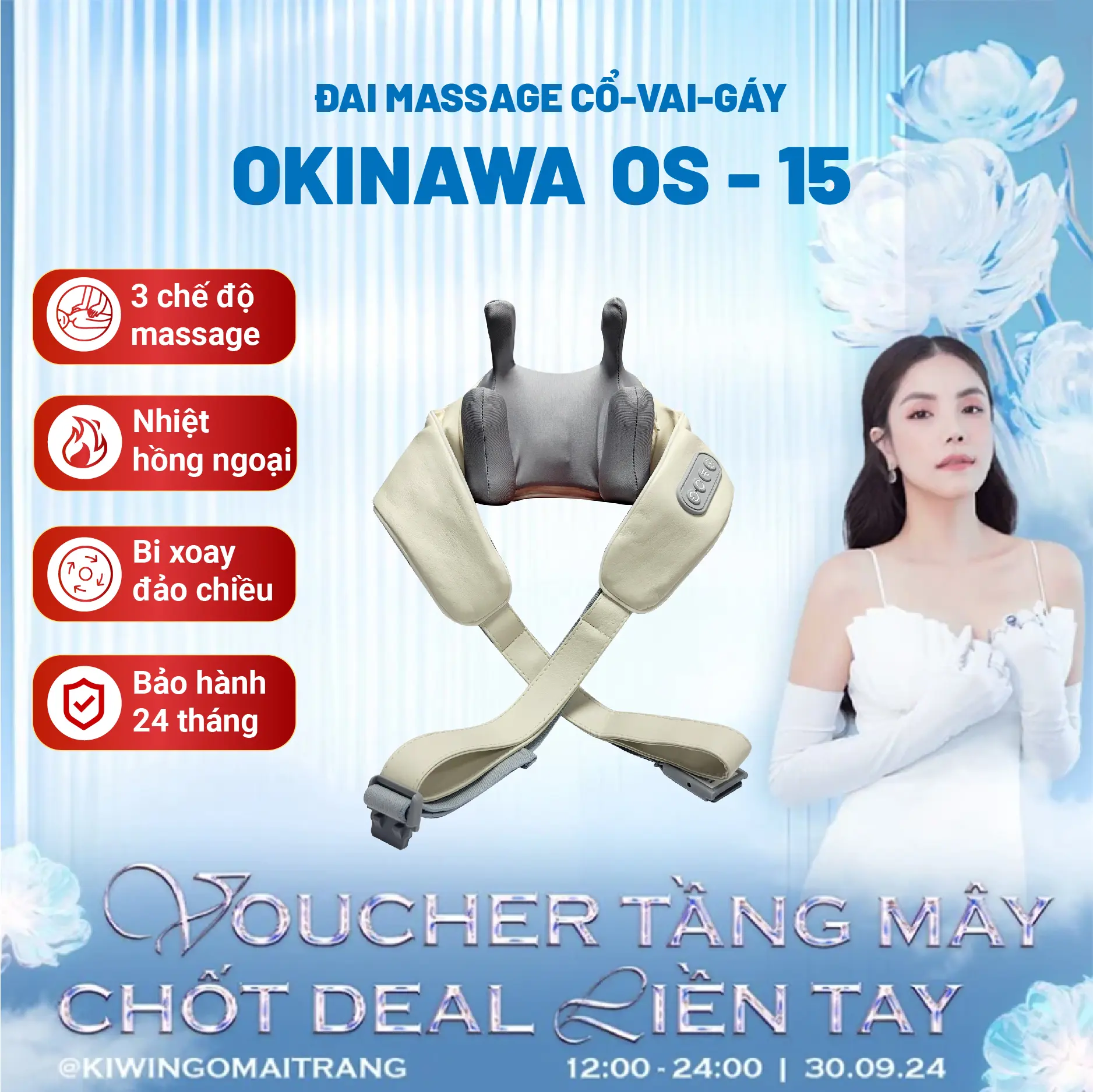 Đai Massage Okinawa OS-15 Cổ-Vai-Gáy Tích Hợp Đa Dạng Chức Năng