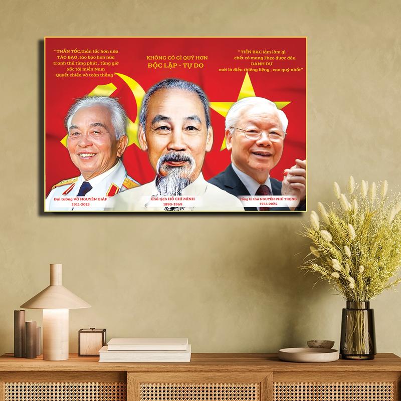 Ảnh chân dung Bác Hồ , Bác Giáp , Bác Trọng . Treo phòng khách phòng làm việc . Đa dạng mẫu mã .In theo yêu cầu 2