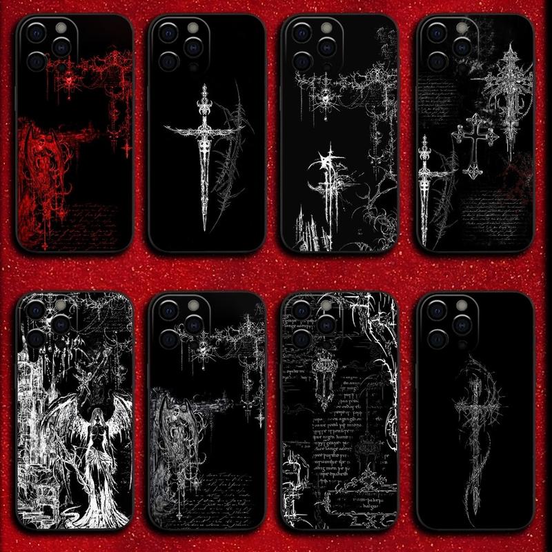 Gothic Cyber Sigil Cross Phone Case For iPhone 16,15,14,13,12,11,Pro,X ...