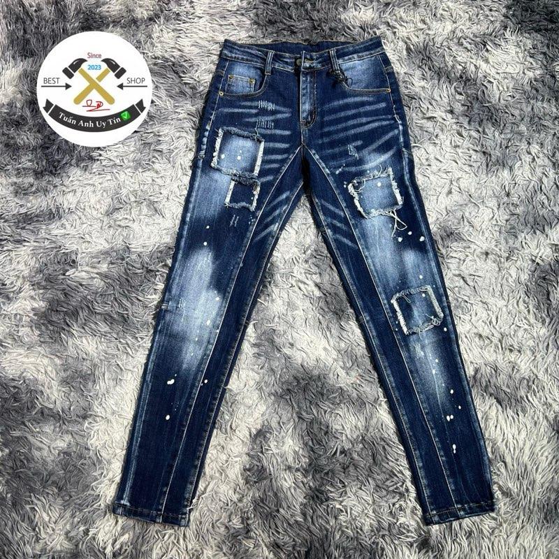 Quần bò DSQ bản đẹp , họa tiết vá bò mềm cao cấp , ống côn fom chuẩn size 28-32.