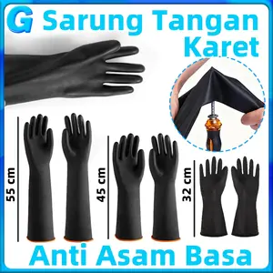 Sarung Tangan Karet Latex 32cm 45cm 55cm Anti Asam Basa Dan Korosi Bahan Karet Latex Elastis Nyaman Digunakan Anti Bahan Kimia Chemical Tahan Lama Serbaguna Untuk Industri Pembersihan Kimia Dan Kegiatan Rumah Tangga