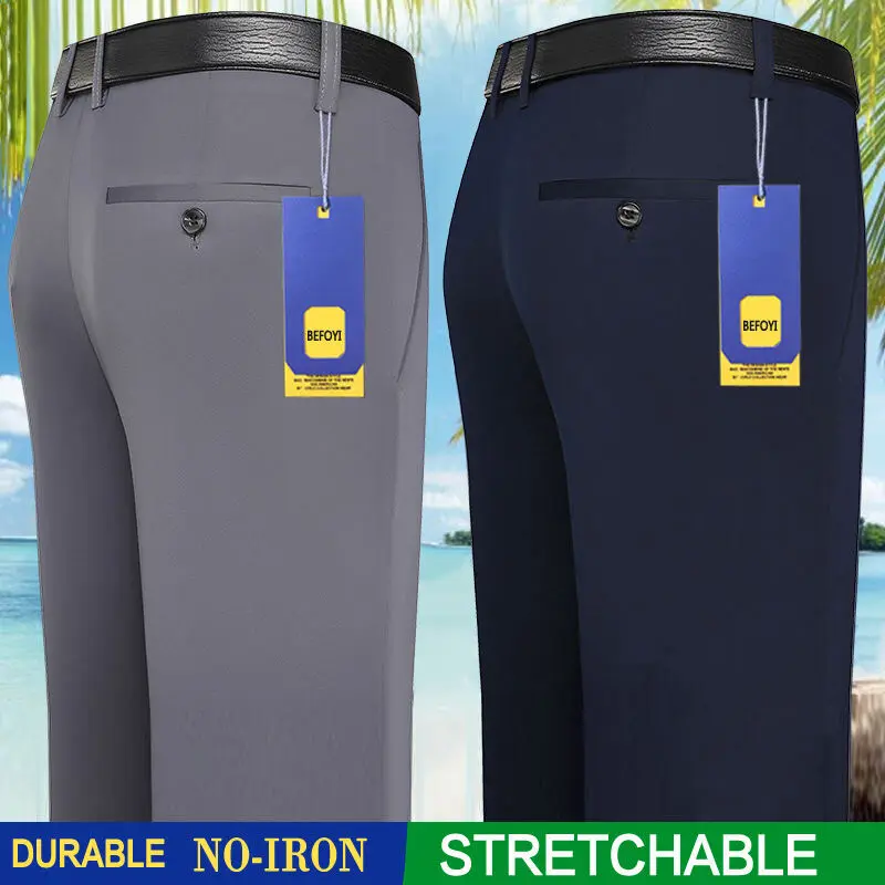 Men's Straight Formal Pants Slack Lelaki Office Stretchable Flexible Loose Pant Casual Long Seluar Business CEO Father Trousers
