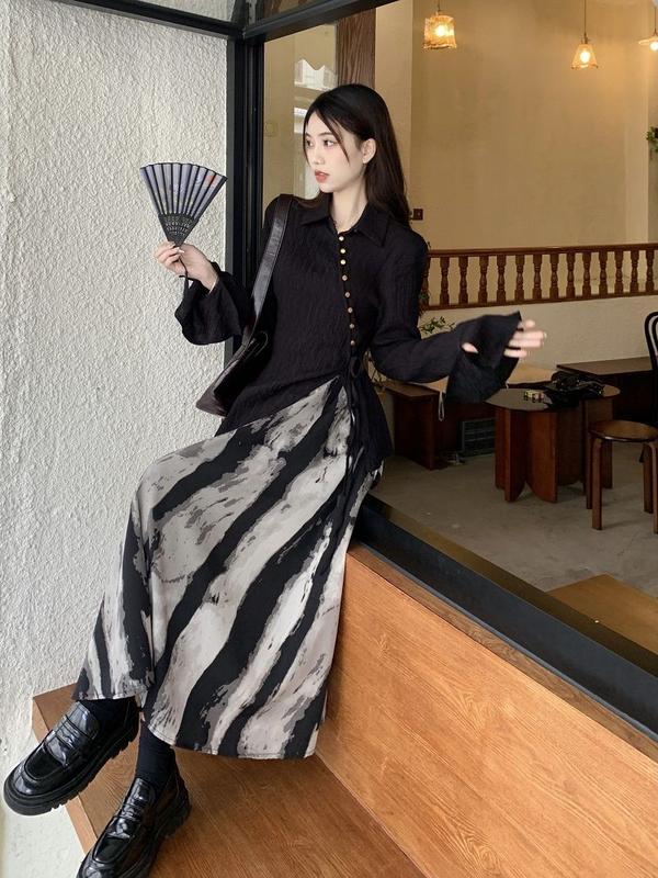 Product Introduction of Ve Áo Xẻ Tà Phong Cách Trung Quốc Cho Nữ, Áo Dài Tay, Váy In Mực, Trang Phục Thời Trang Mới Mùa Xuân 2023 13