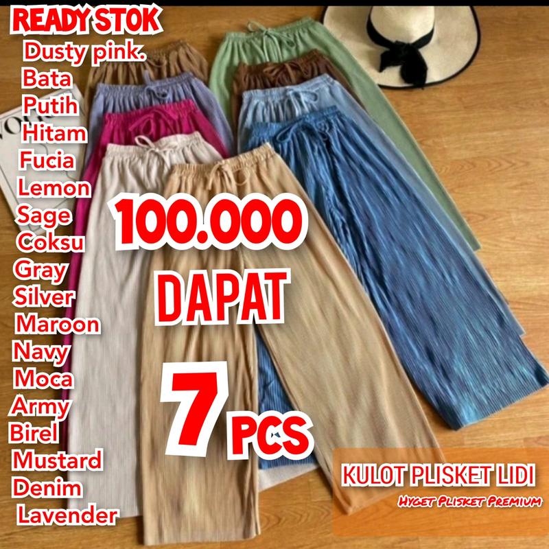Product Introduction of 100 DAPAT 7 KULOT LIDI BEBAS PILIH WARNA Wanita Celana Panjang 2