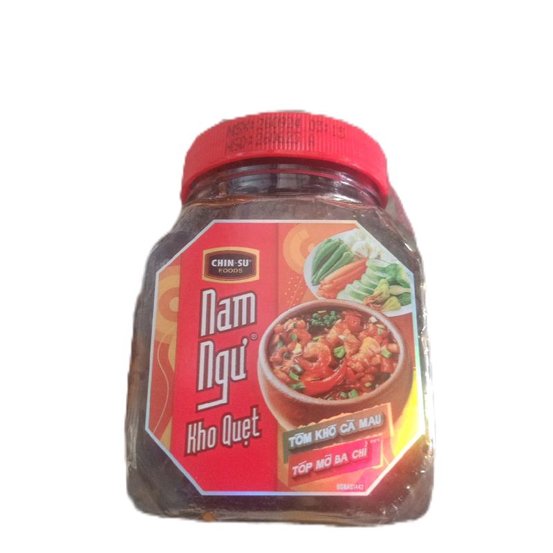 Kho quẹt Tôm khô cà mau tóp mỡ ba chỉ Nam ngư chin su hộp 200g Ớt Chua Cay
