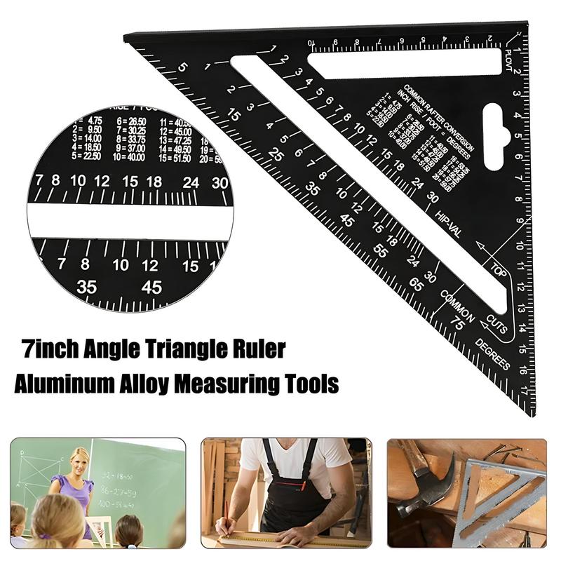7 Inch Aluminum Alloy Triangle Ruler, Multifunctional Triangle Tool, Precise Angle Measuring Tool, Woodworking & Drawing Tool 6
