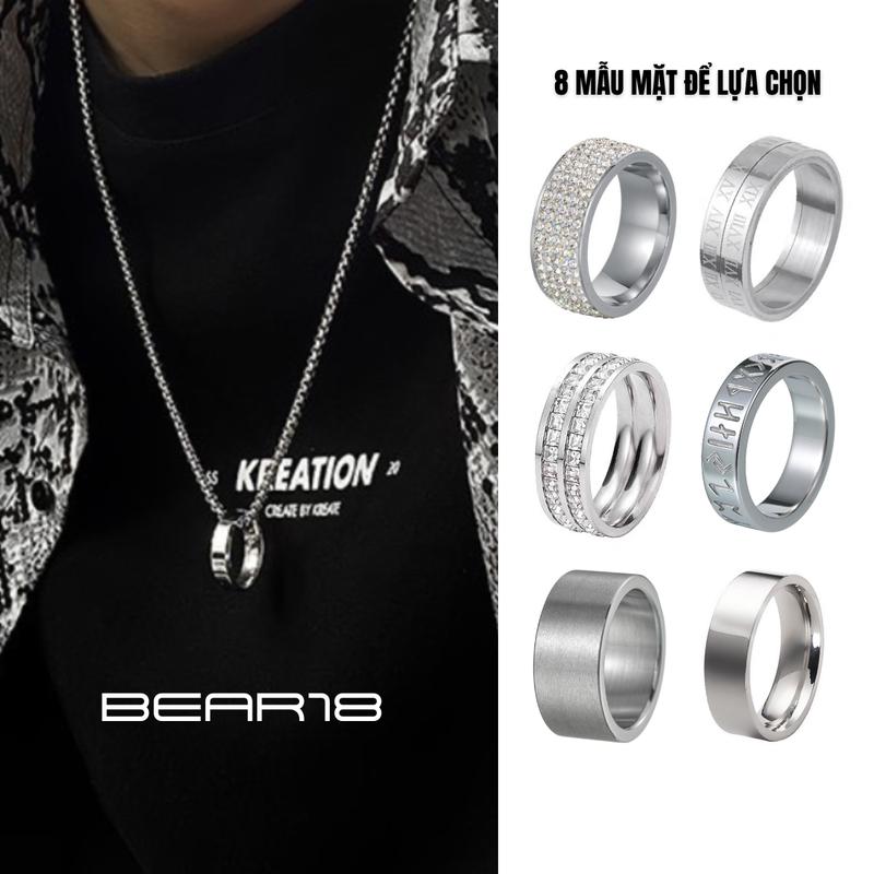 Dây chuyền mặt nhẫn THÉP TITAN KHÔNG GỈ thiết kế đơn giản dành cho nam và nữ - D74