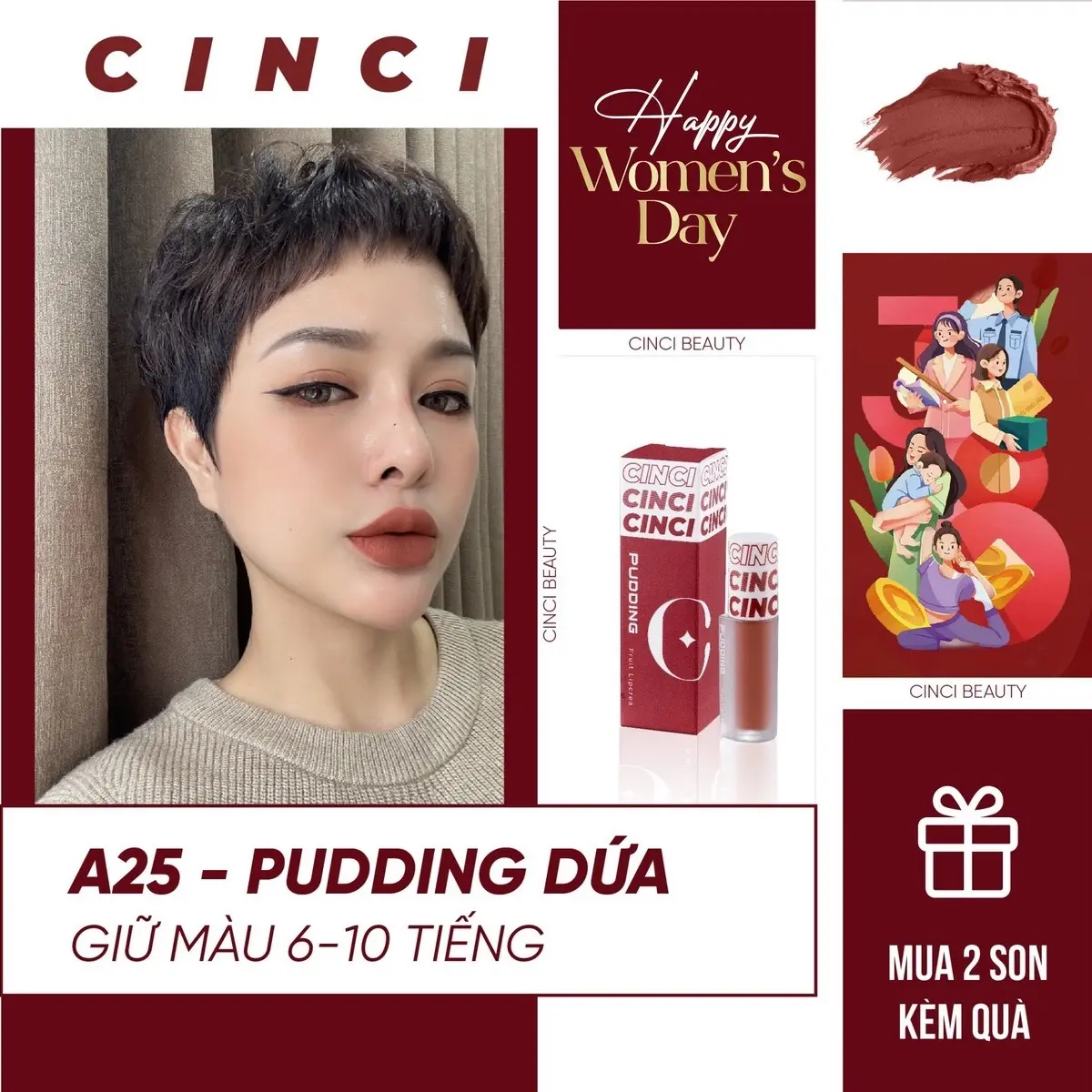 COMBO 3 SON PUDDING KÈM QUÀ - 12 MÀU SON TRENDY 2024 - Son Kem - Son Môi