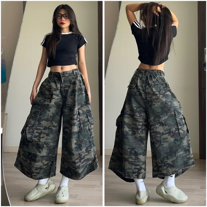 Quần Camo Lửng túi hộp, chất jean pha boly dày dặn, siêu cá tính, hàng cao cấp LOẠI 1, unisex nam nữ mặc được