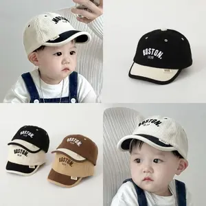 0-4 thn | Topi BASEBALL Corduroy Anak-BOSTON - LUCKY TWO TONE-Unisex-New Korean Model