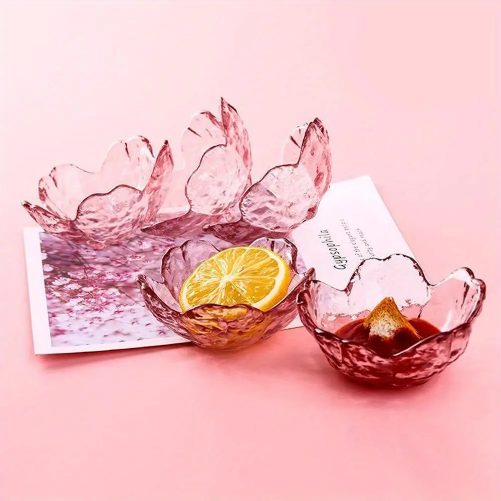 Cherry Blossom Design Glass Dessert Plates, Glass Fruit Plates, Modern Sauce Dish, Kitchenware for Home Kitchen Dining Room