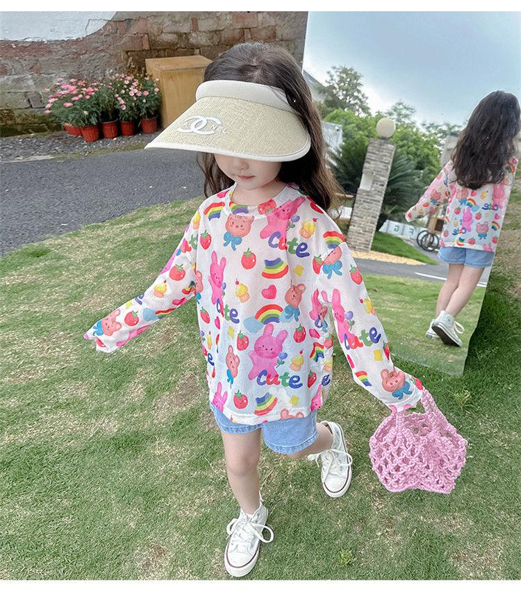Product Introduction of Áo Thun Dài Tay Chống Nắng Lụa Lạnh Hình Dâu Tây Mùa Hè, Cho Bé Gái, Áo Sơ Mi Cơ Sở Mỏng Sành Điệu, Thích Hợp Cho Bé Gái, Áo Thun Ngầu Mùa Hè Cho Trẻ Em 10