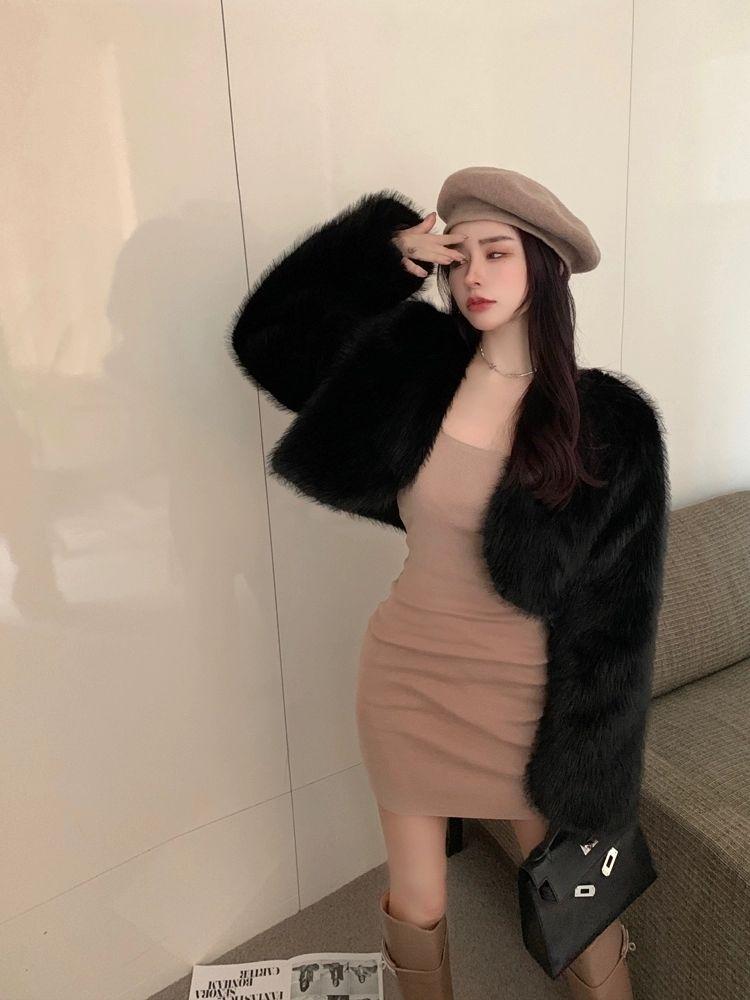 Product Introduction of Áo Khoác Lông Giả Phong Cách Cổ Điển Thanh Lịch, Xã Hội, Dành Cho Mùa Thu Và Mùa Đông, Áo Crop Top Dáng Rộng, Áo Khoác Lông Nữ Jacket 8