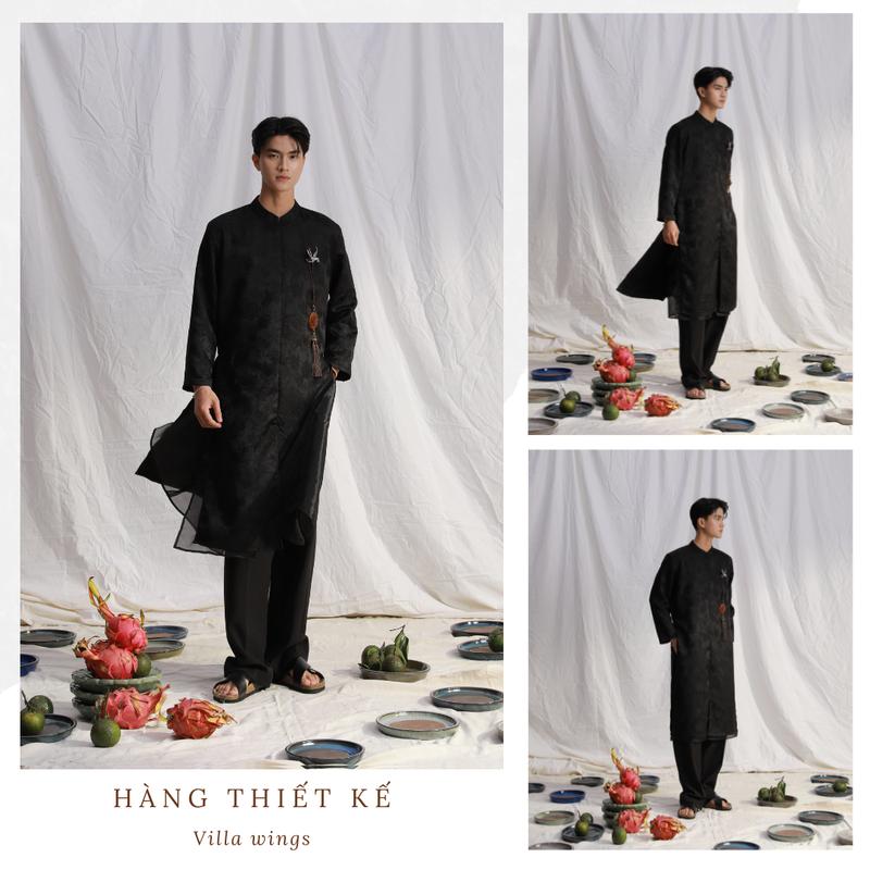Áo dài nam thêu chìm 2 lớp – Hàng Thiết kế độc quyền cho tết 2025 Không kèm quần + ngọc bội