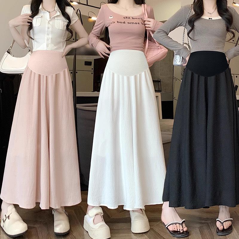 Quần Bầu Đũi Ống Rộng Dáng Dài Giả Váy, Chân Váy Midi Dáng xoè Lụa Vân Mây 2 lớp ( Có bigsize)