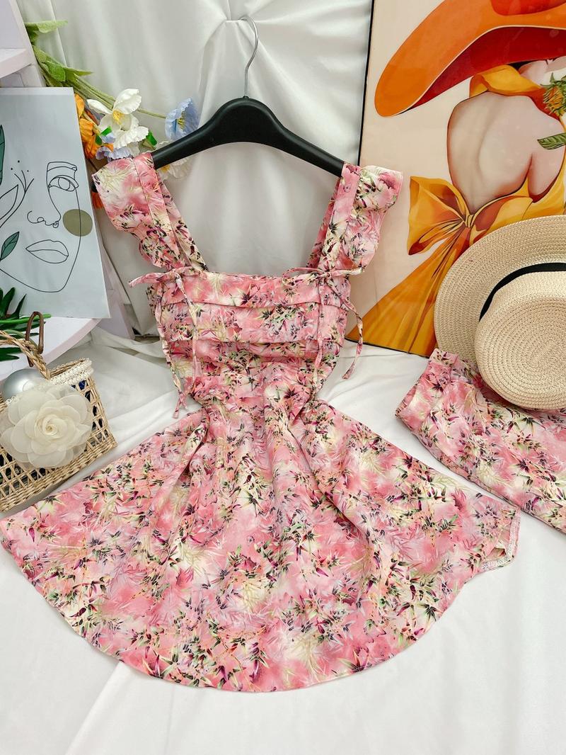 Product Introduction of Set đầm ngắn cánh tiên cột nơ, có mút. Dáng trên gối (kèm quần) 13