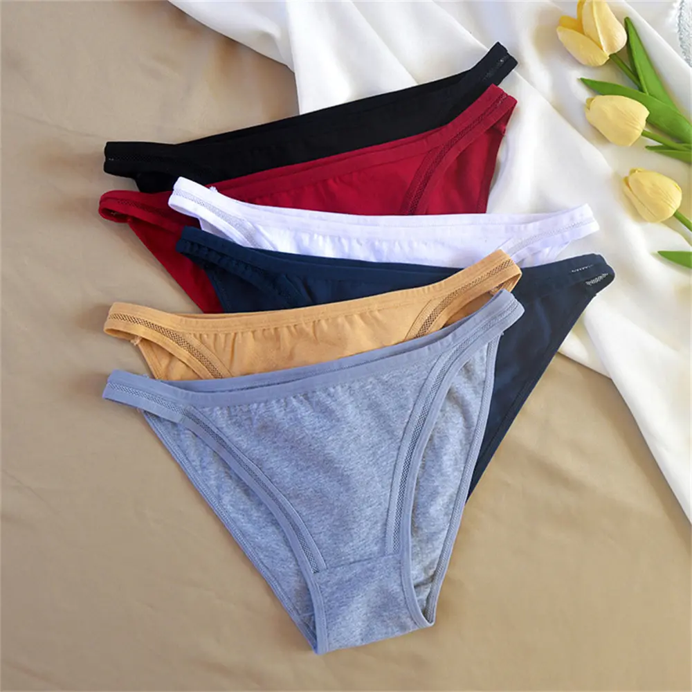 Women's Cotton Seamless Low Waist Panty Briefs Underwear Comfort Hollow Female Underpants Lingerie Lady