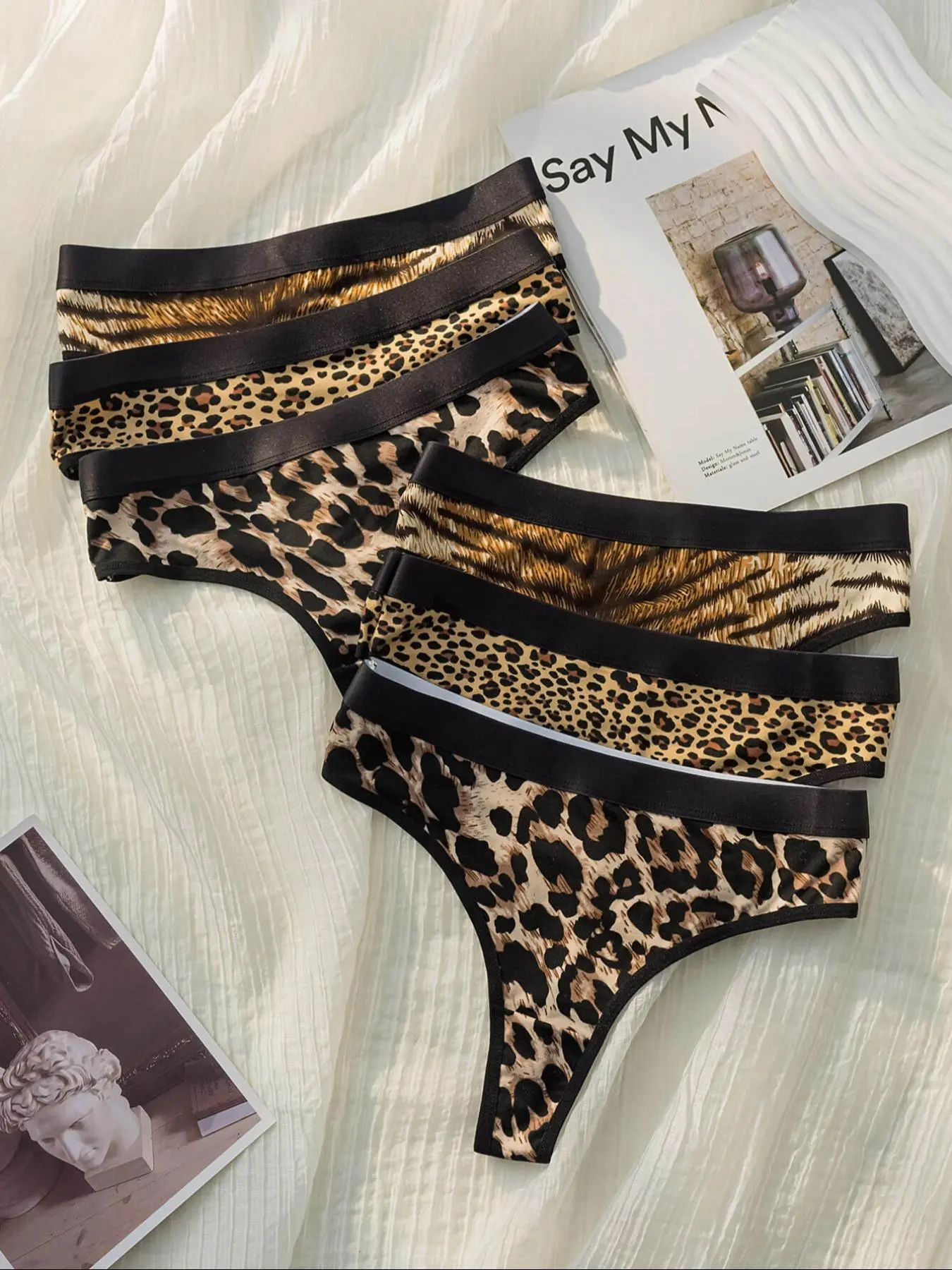 Women's Leopard Print Thong, Soft Comfy Breathable Quick Drying Panty for Daily Wear, Women's Underwear for All Seasons