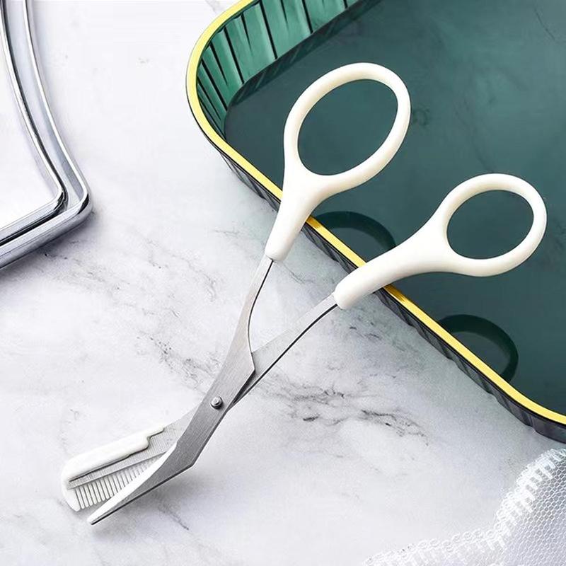 Product Introduction of Buy 1 Get 2 Free Curved Eyebrow Trimmer Facial Eyebrow Scissors With Comb Stainless Steel 25