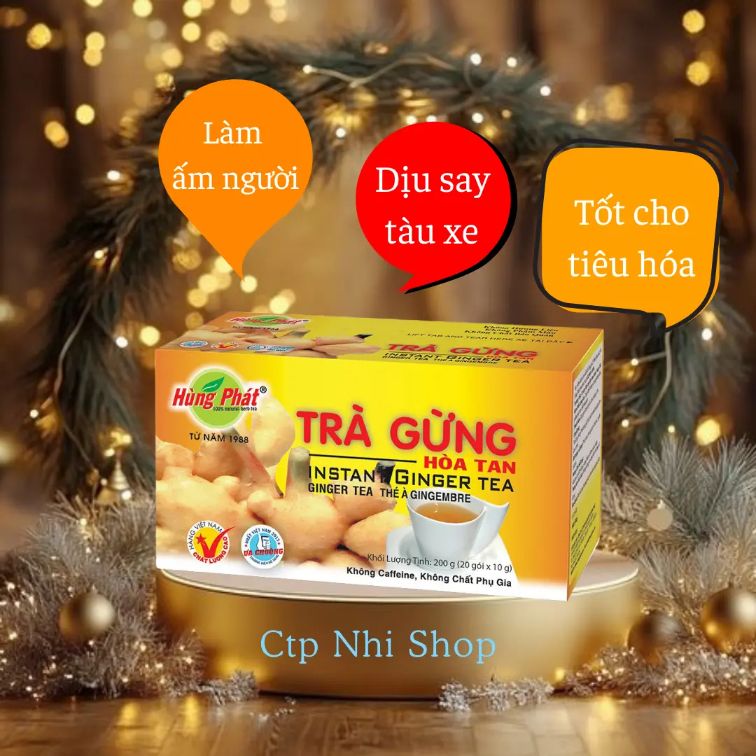 TRÀ GỪNG HÒA TAN HÙNG PHÁT (HỘP LỚN 20 GÓI) Tea Nước Trà Chè trà  gừng trà  tea