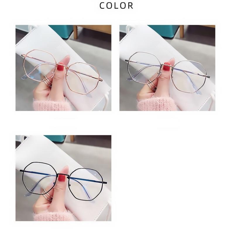 Product Introduction of แว่นตาสายตาสั้นสำหรับผู้หญิง แว่นตาทรงเหลี่ยมที่ไม่ต้องสั่งโดยแพทย์ แว่นตาป้องกันแสงสีฟ้าแปดเหลี่ยม แว่นตาขอบลวดสีทองแฟชั่น เครื่องประดับแฟชั่น AKKU 30