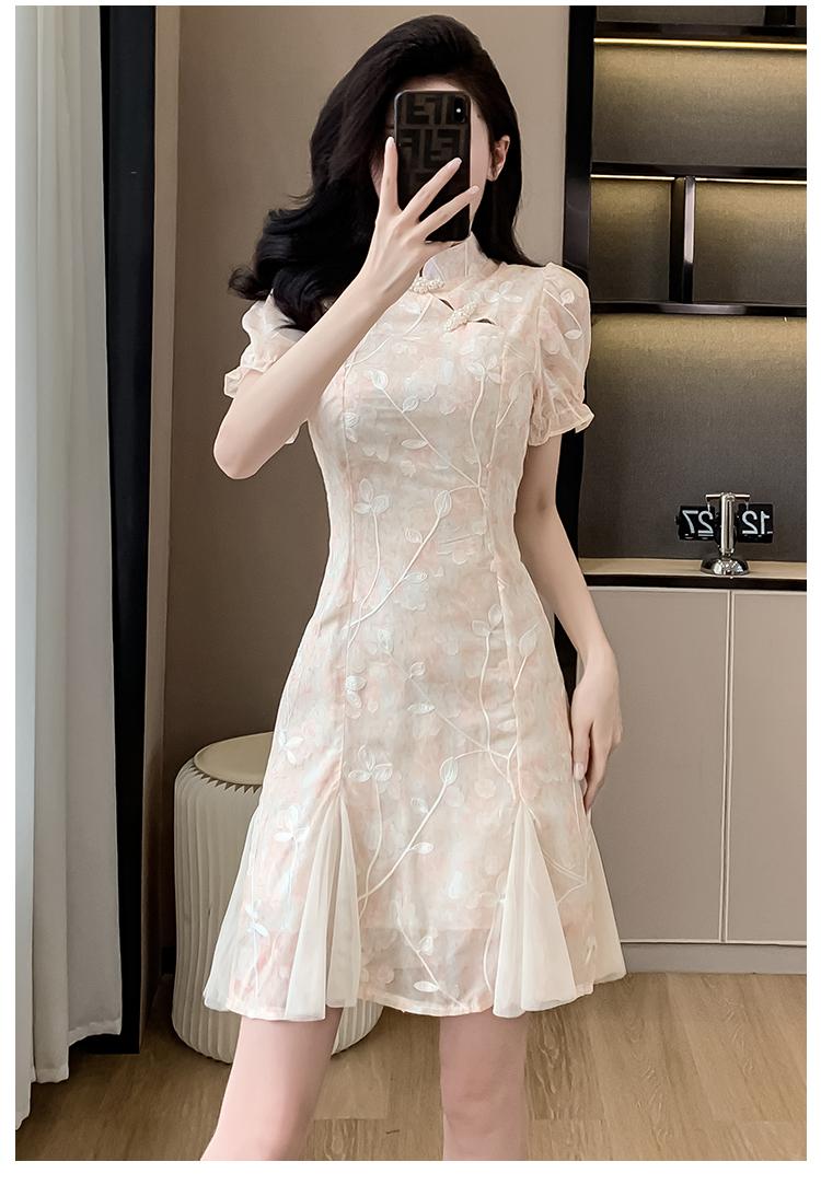 Product Introduction of Improved Cheongsam Floral Dress for Women Summer 2025 New Elegant Fairy Dress for Daily Wear 18
