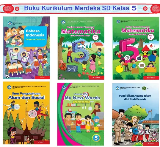 Diskon Kurmer SD kelas 5 Buku Siswa Kurikulum Merdeka  PAI, Matematika, Bahasa Indonesia, Bahasa inggris, ipas