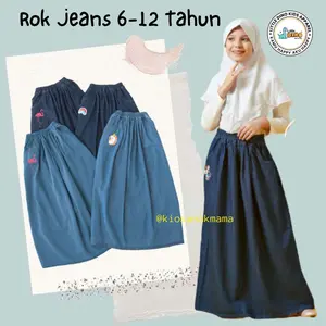 Rok Jeans Panjang Anak Remaja Perempuan 6,7,8,9,10,11,12 Tahun Little Dino