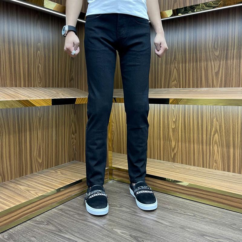 quần Jeans nam xanh ĐẬM thêu d/2 da đỏ đen có  bốn cúc 4