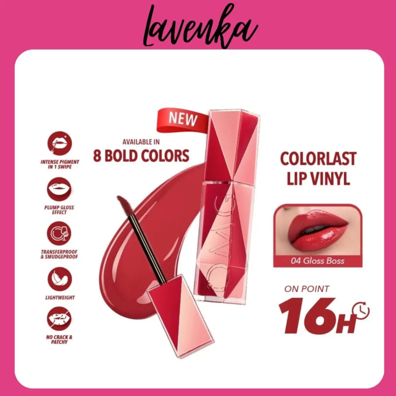 OMG OH MY GLAM Colorlast Lip Vinyl 2.5 g-Transferproof Gloss - Longlasting Stain- Intense Color - Plumpy & Comfortable On Lips