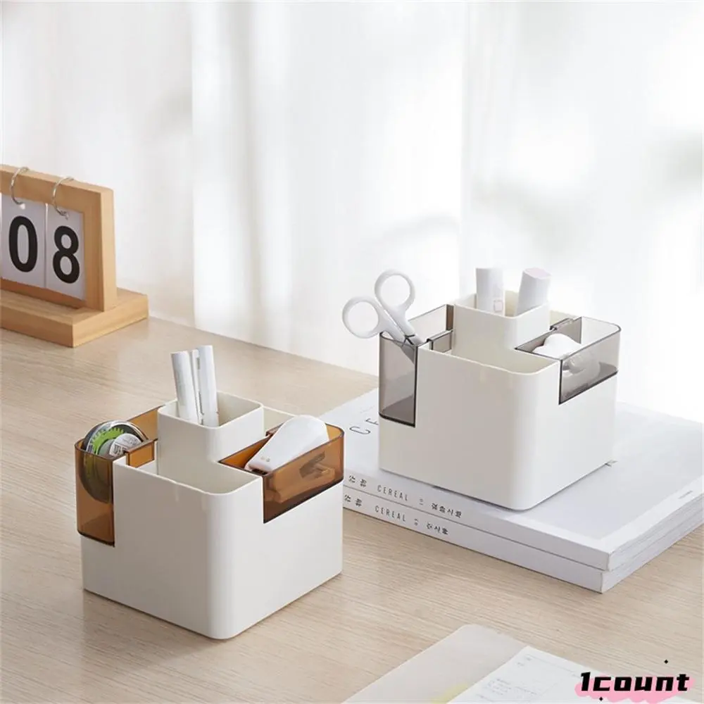Multi-functional Pen Holder, 1 Count Multi-grid Large Capacity Desktop Storage Box, Creative Stationery Storage Box for Home Office School