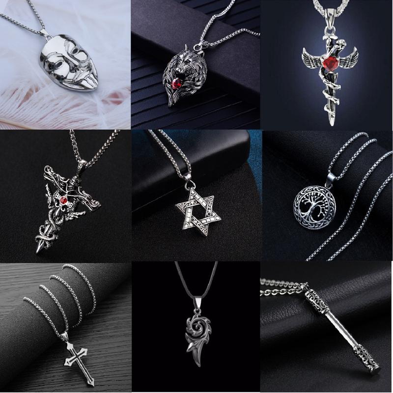  Dây Chuyền Nam Nữ Trang Sức Thời Trang Vòng Cổ Titan Mặt Dây Chuyền Màu Bạc Cá Tính Nhiều Lựa Chọn 