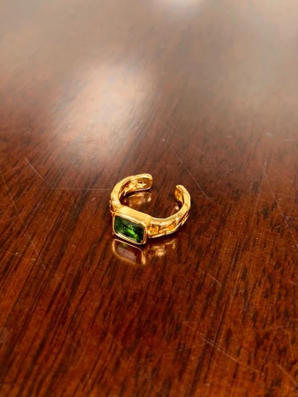 Women's Elegant Colorful Square Zirconia Decorated Cuff Ring, Exquisite Trendy Ring, Fashionable Jewelry for Women As Gift 6