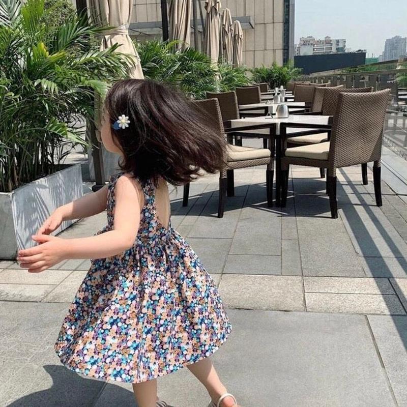 Váy Bé Gái, Bộ Sưu Tập Mới Mùa Hè 2023, Thiết Kế Hoa, Hở Lưng, Thích Hợp Cho Bé Gái, Kiểu Vest, Phong Cách Công Chúa, Váy Trẻ Em, Thời Trang 8