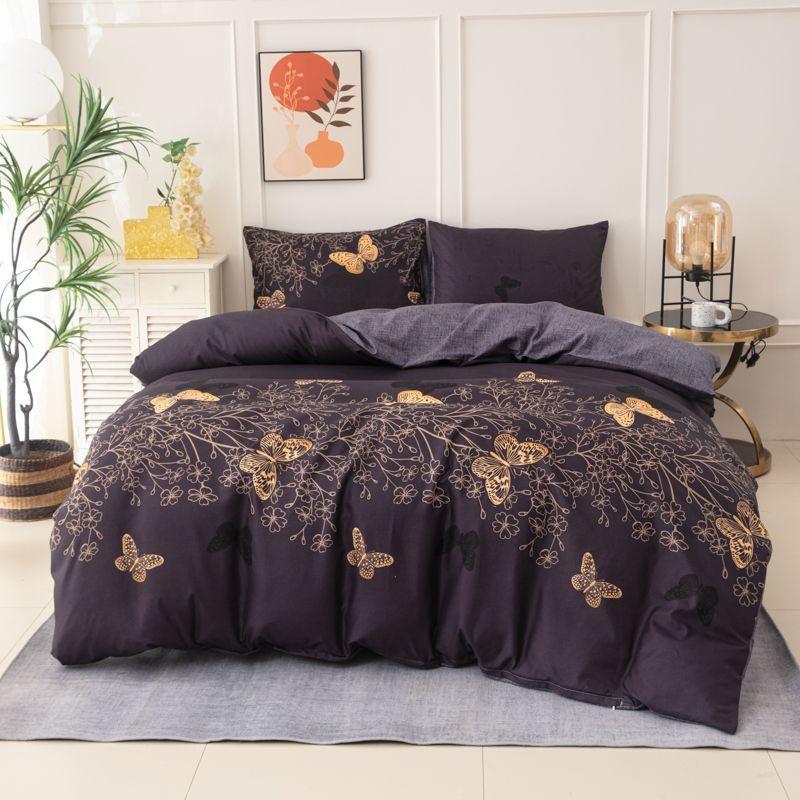 Butterfly Print Duvet Cover & 2 Pillowcase without Filler, 3 Counts Soft Comfortable Bedding Set, Modern Casual Bedding Supplies for Home Bedroom Accessories 0