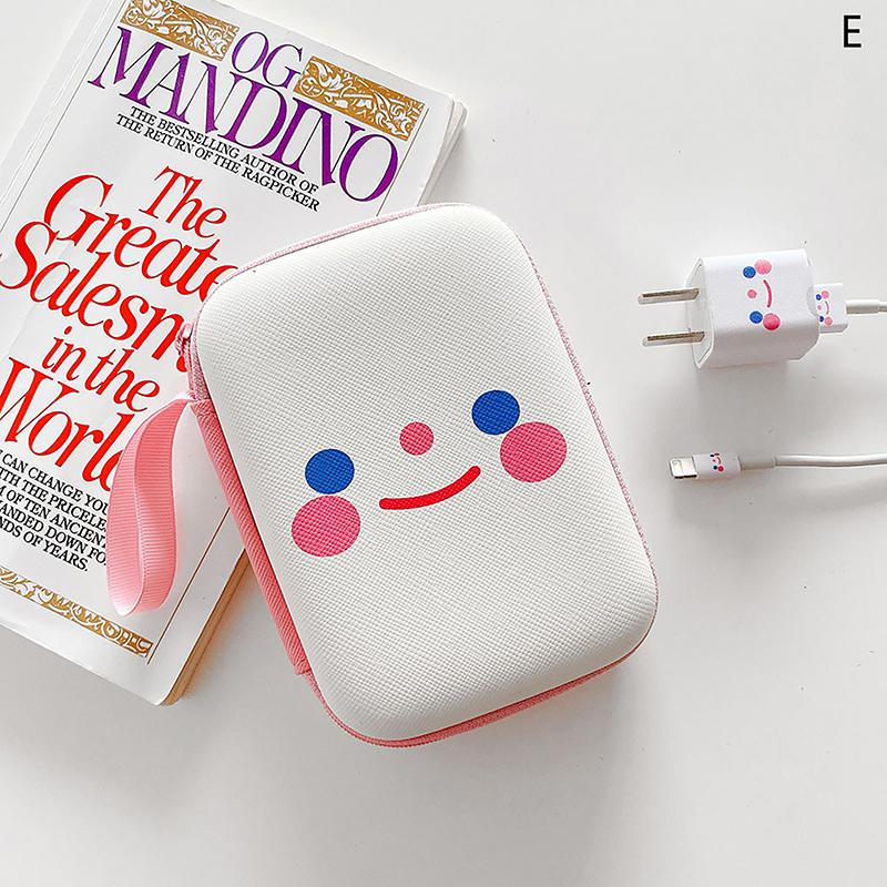 [xtv]Cute Cartoon Fruit Flower Pattern Headphone Data Cable Storage Bags Charger Power Bank Rectangular Box Zipper Bag Pouch 6