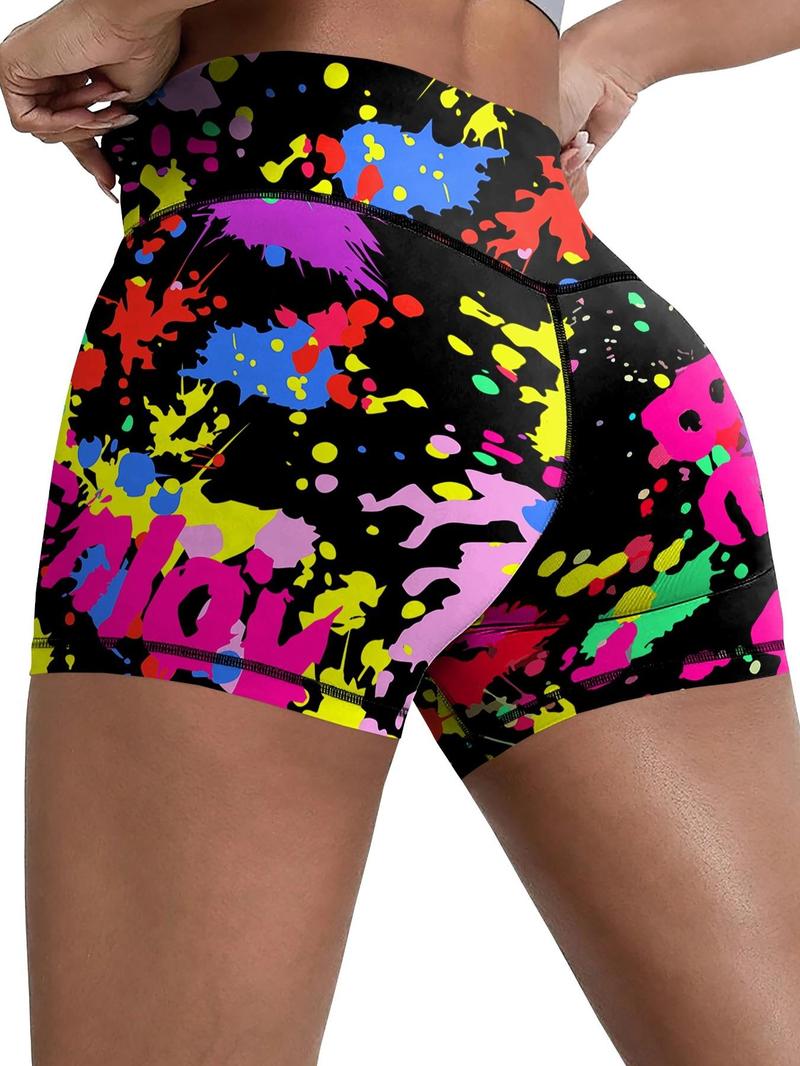 Product Introduction of Women's All Over Print Shorts, Casual Comfy Breathable Skinny Shorts for Yoga Gym Workout Running, Ladies Bottoms for All Seasons 4