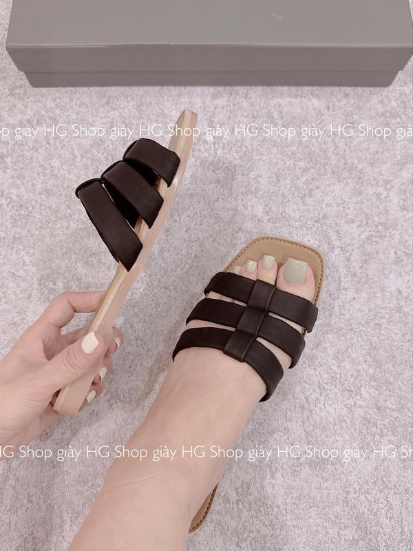 Giày dép HG picies dép 3 dây ngang nền da sáng đế cao su nhiệt dẻo 6