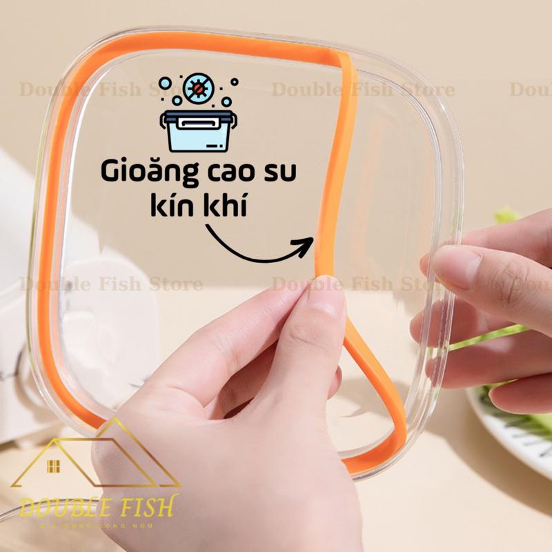 Hộp đựng gia vị 4 ngăn riêng biệt, chống ẩm ướt | Hũ gia vị chia ngăn có nắp đậy kèm thìa tiện lợi HD01 | Double Fish 4