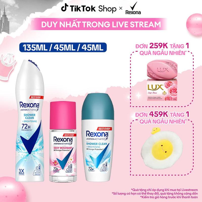   KOL Live 2  Xịt lăn khử mùi Rexona 72H khô thoáng dành cho nữ 135 45ml  2  