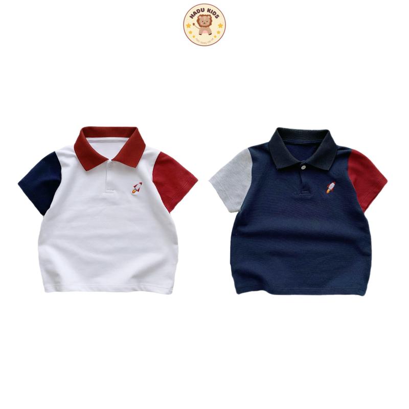 Áo Polo bé trai, áo thun cho bé chất cá x.ấu xịn thêu hình TÊN L.Ử.A mát mềm thấm mồ hôi - HADU KIDS 11-27kg