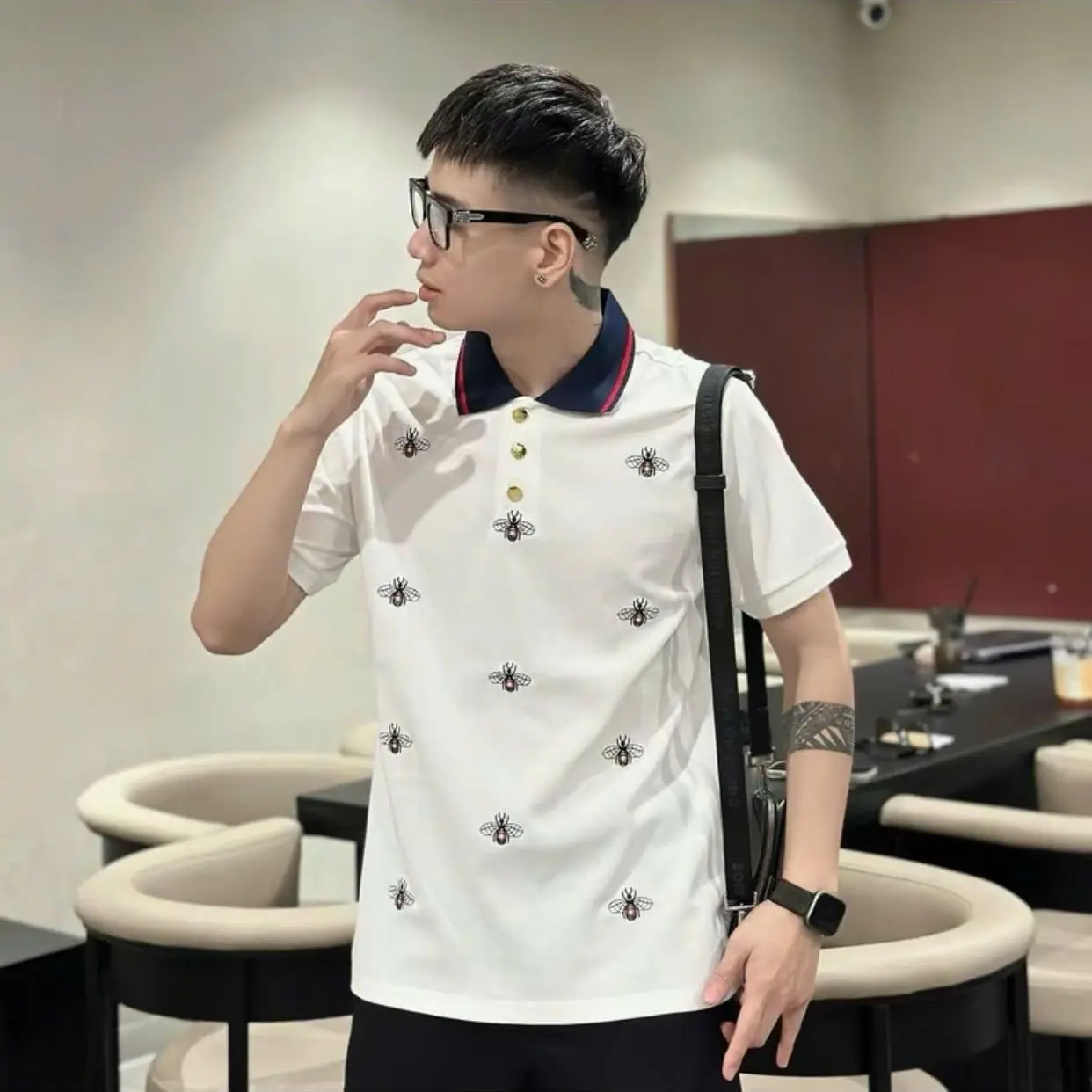 Áo Phông PoLo Thương Hiệu KaKy , Màu Đen Trắng Kiểu Dáng Đơn Giản