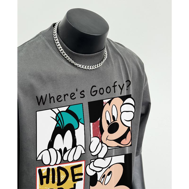 Product Introduction of Áo Thun Hoạt Hình Dáng Rộng Thùng Thình Ngắn Tay, 100% Cotton, Áo Cổ Thuyền, Dành Cho Nam Và Nữ, Unisex Menswear 9