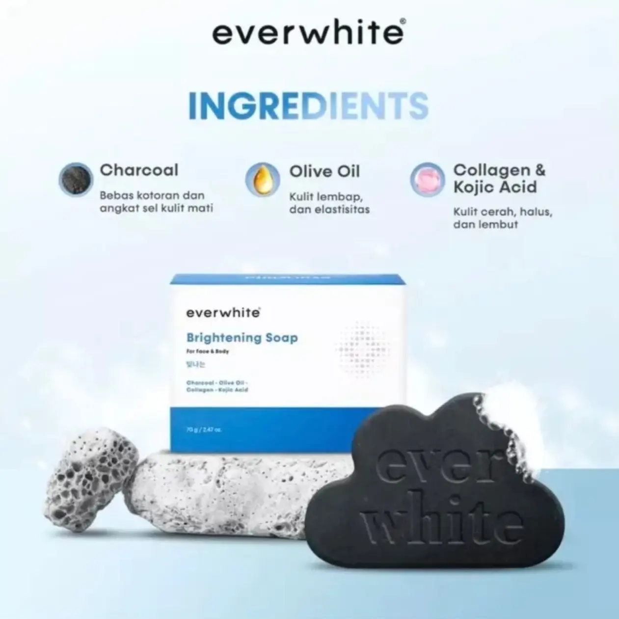 Everwhite Brightening Soap (Sabun Awan) - Cleansing Bar Soap 70gr ORI